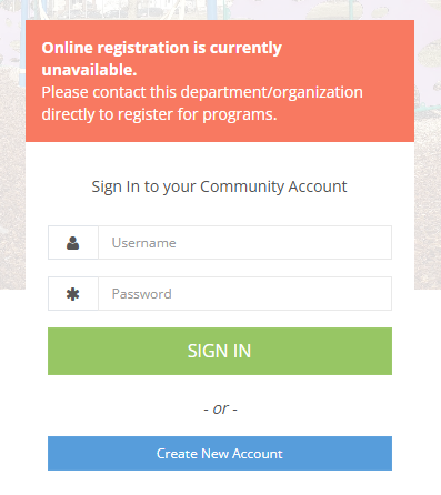 screenshot of log in page for new accounts